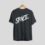 Space Typography Unisex Half Sleeve T-Shirt — Steel Grey