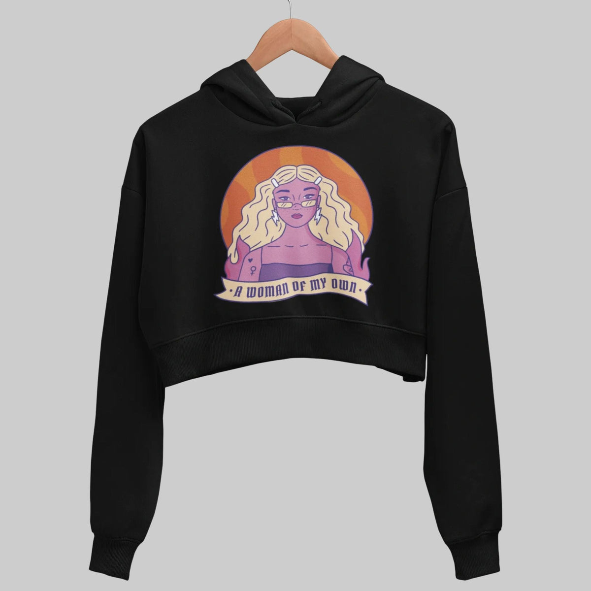 Strong Woman Crop Hoodie — back view