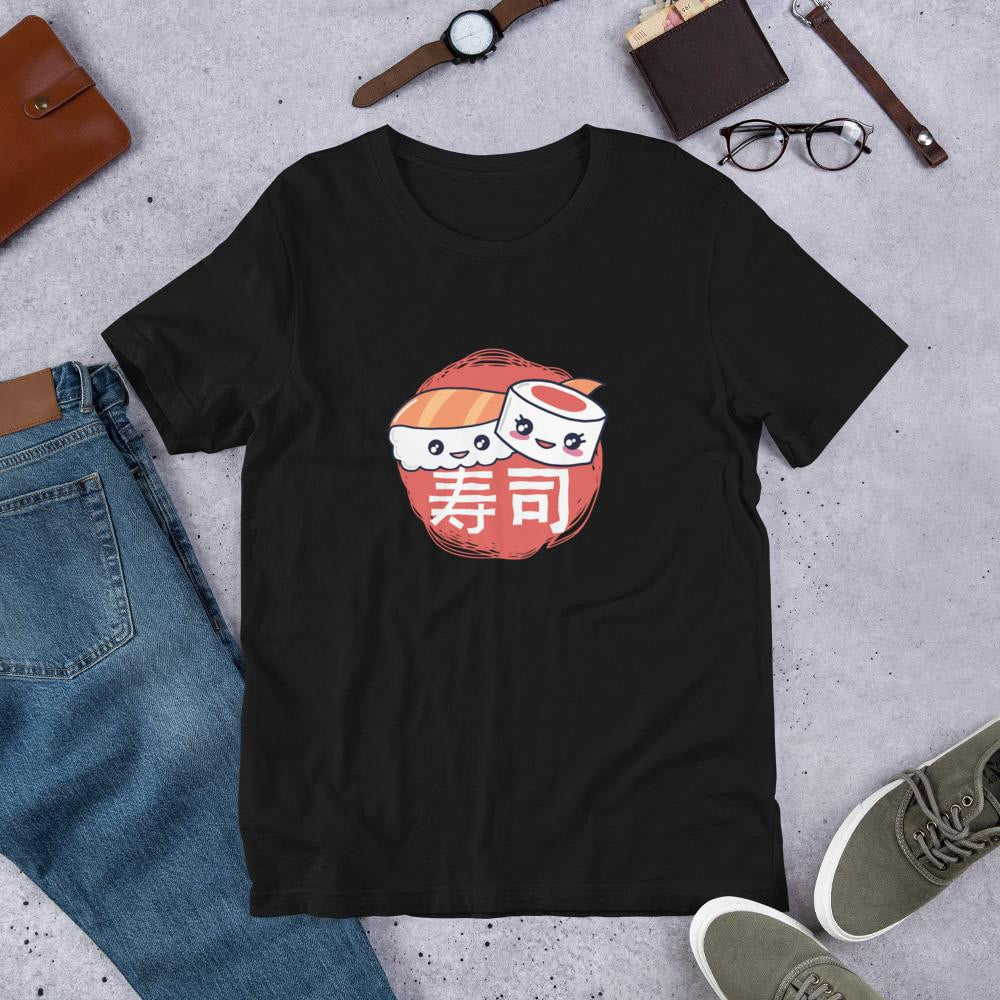 Sushi Pieces Half Sleeve T-Shirt — Black