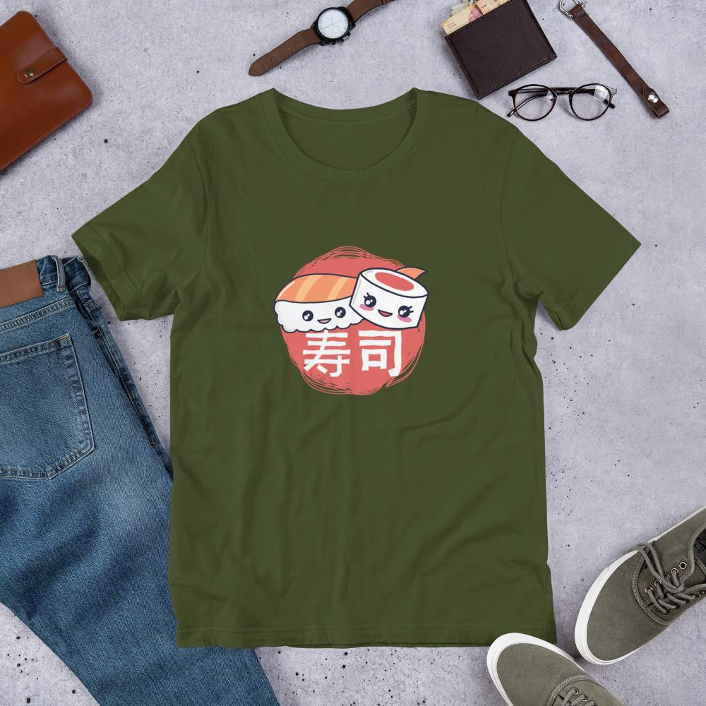 Sushi Pieces Half Sleeve T-Shirt — Olive