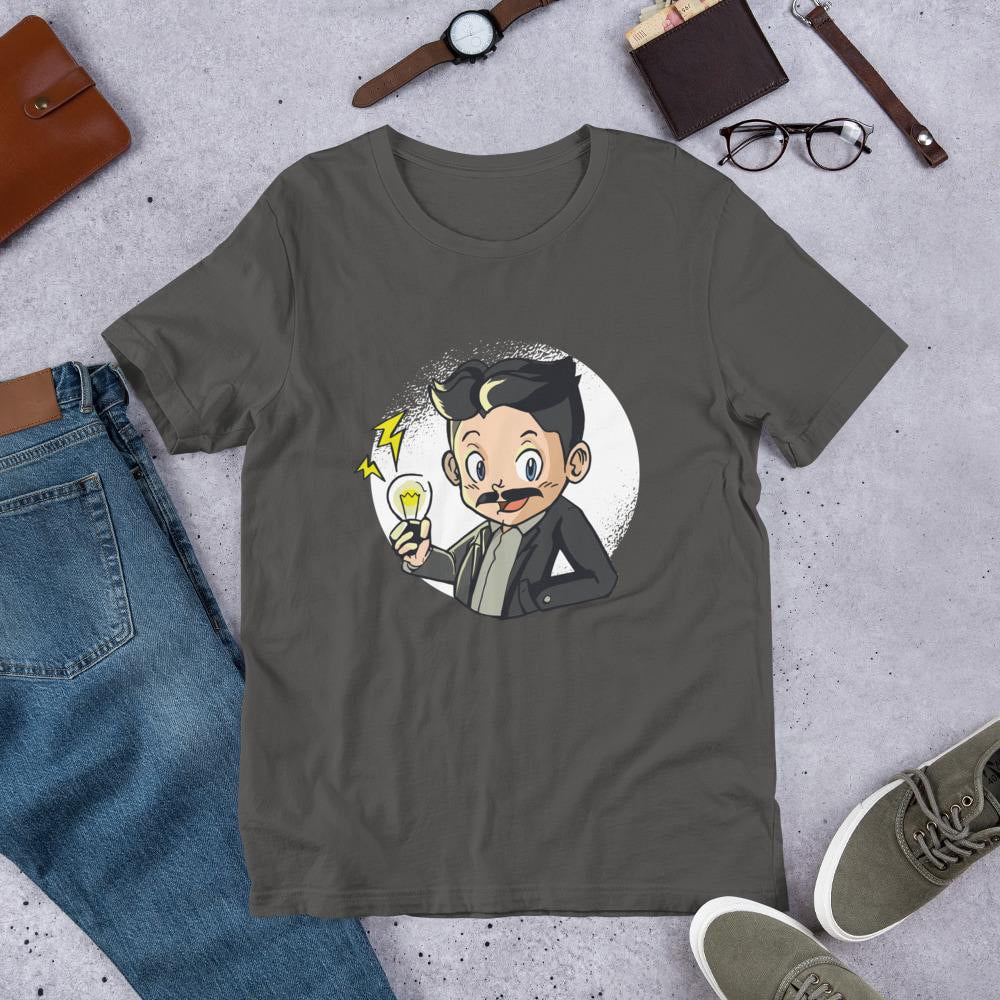 Tesla Kid Half Sleeve T-Shirt — Charcoal