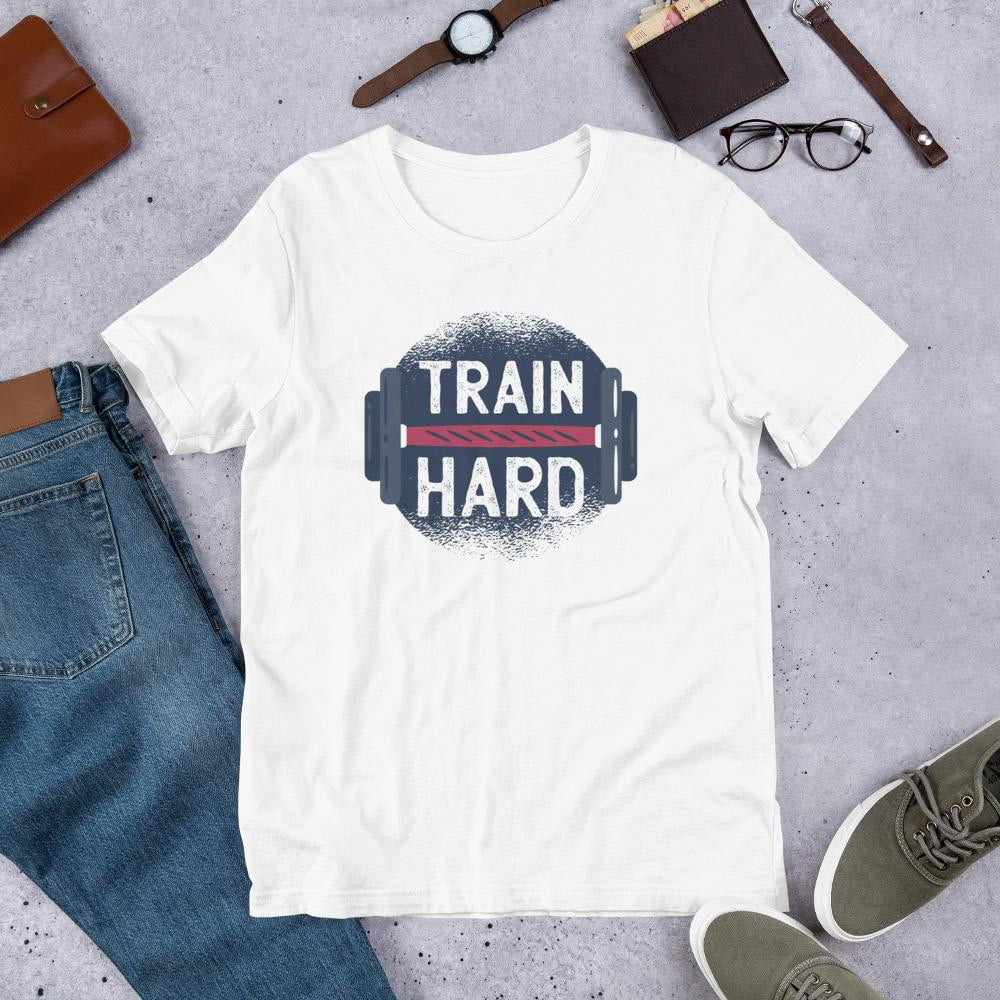 Train Hard Half Sleeve T-Shirt — White