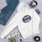 Train Hard Unisex Hooded Sweatshirt — White