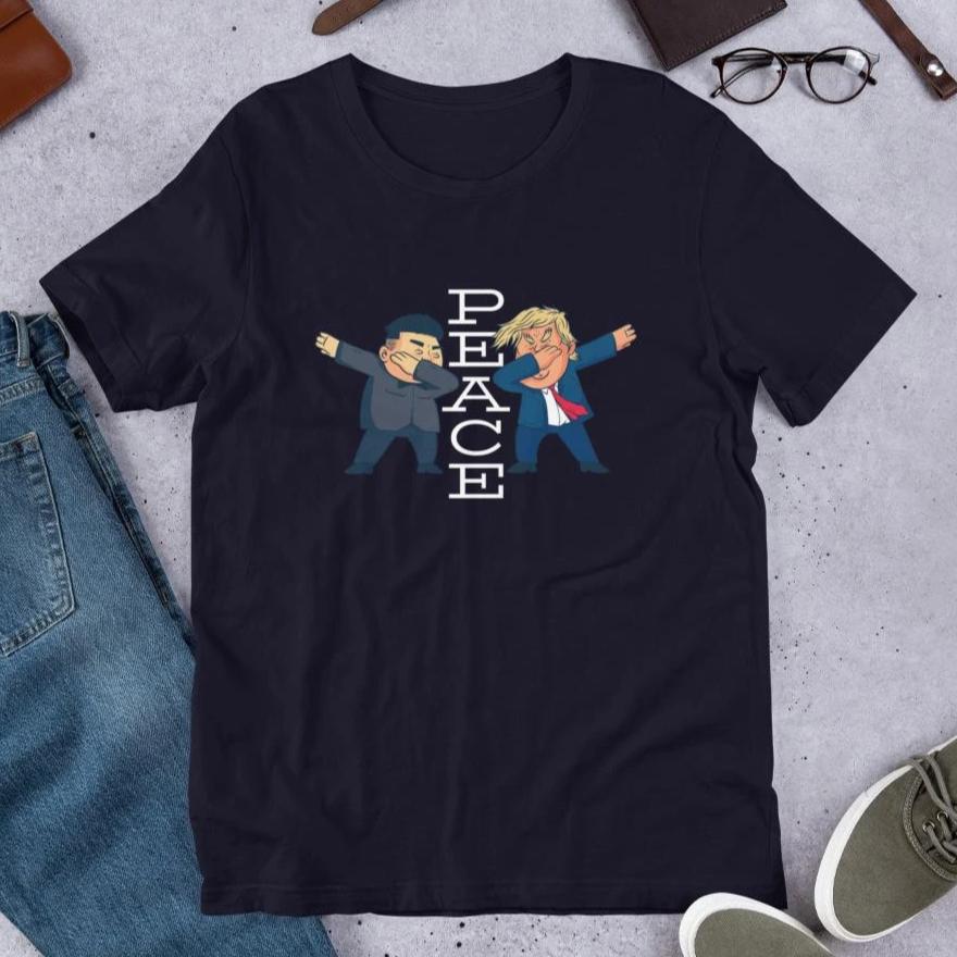 Peace Cartoon Half Sleeve T-Shirt — Navy