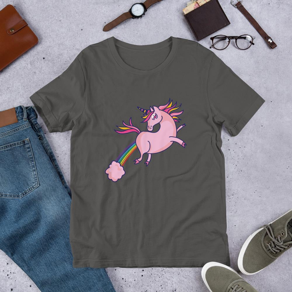 Pink Unicorn Half Sleeve T-Shirt — Charcoal