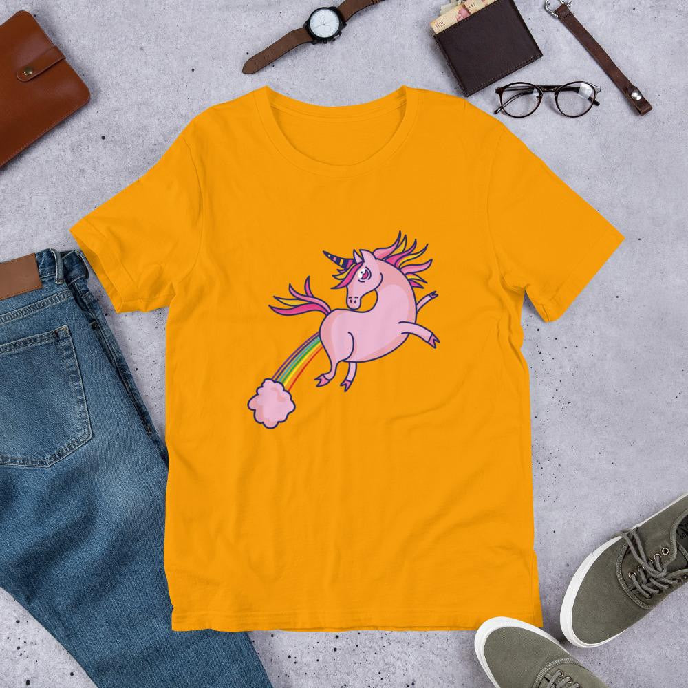 Pink Unicorn Half Sleeve T-Shirt — Gold