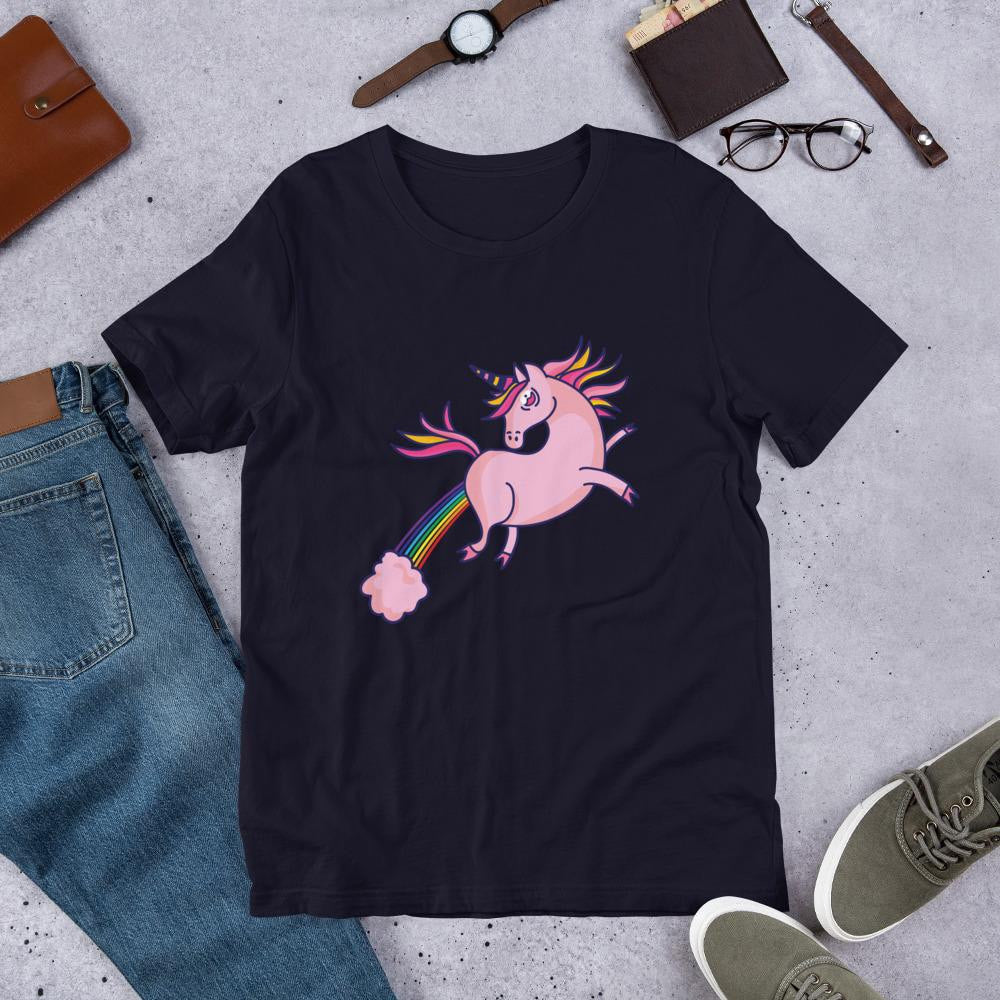 Pink Unicorn Half Sleeve T-Shirt — Navy