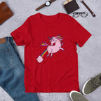 Pink Unicorn Half Sleeve T-Shirt — Red