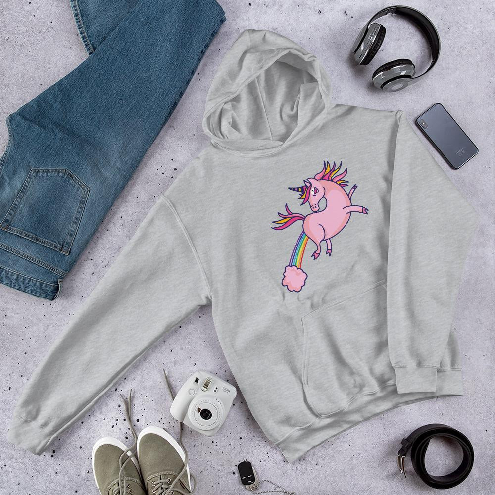 Pink Unicorn Unisex Hooded Sweatshirt — Grey