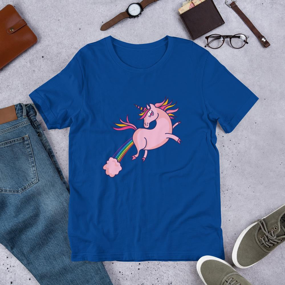 Pink Unicorn Half Sleeve T-Shirt — Blue