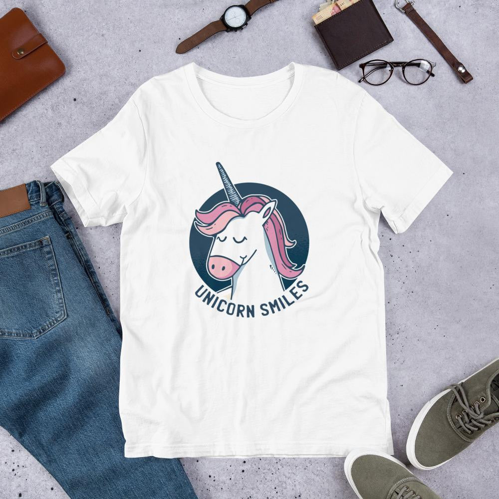 Unicorn Smiles Half Sleeve T-Shirt — White