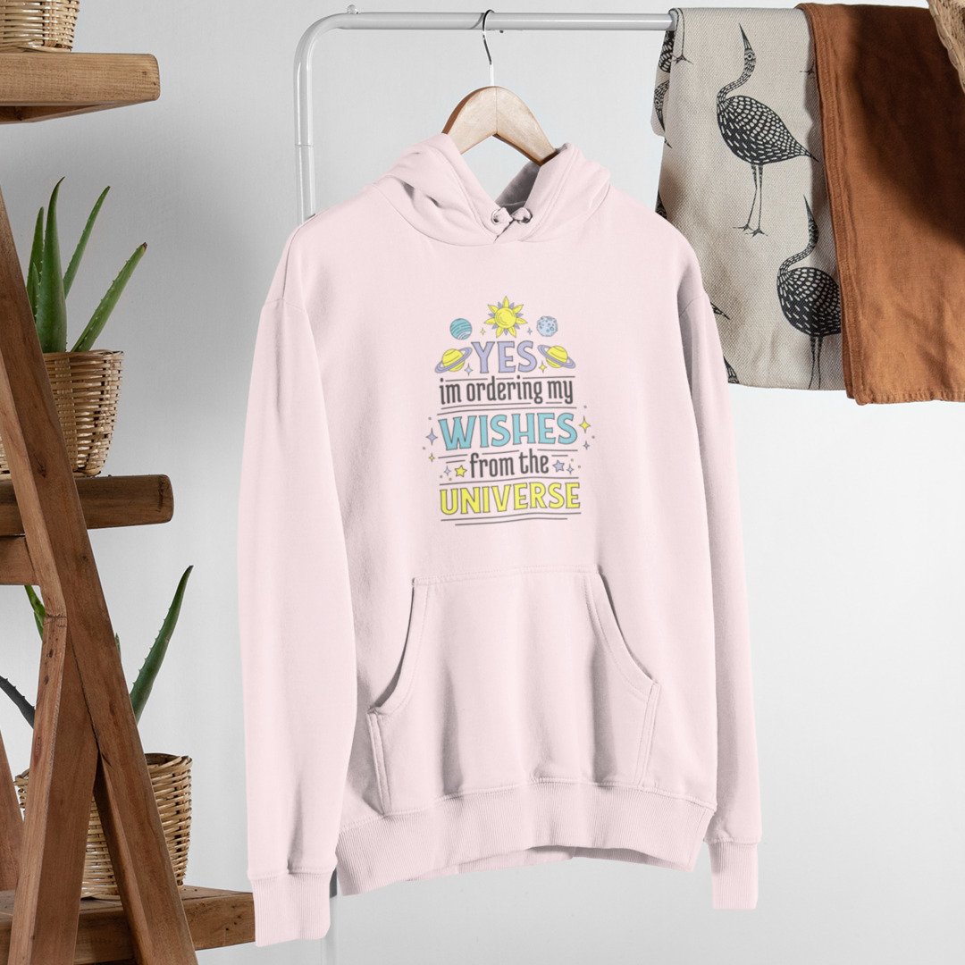 Universe Wishes Unisex Hooded Sweatshirt — Light Pink