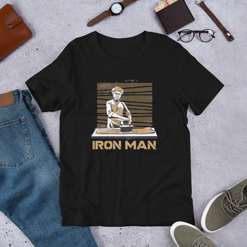 Iron Man Funny Half Sleeve T-Shirt — Black