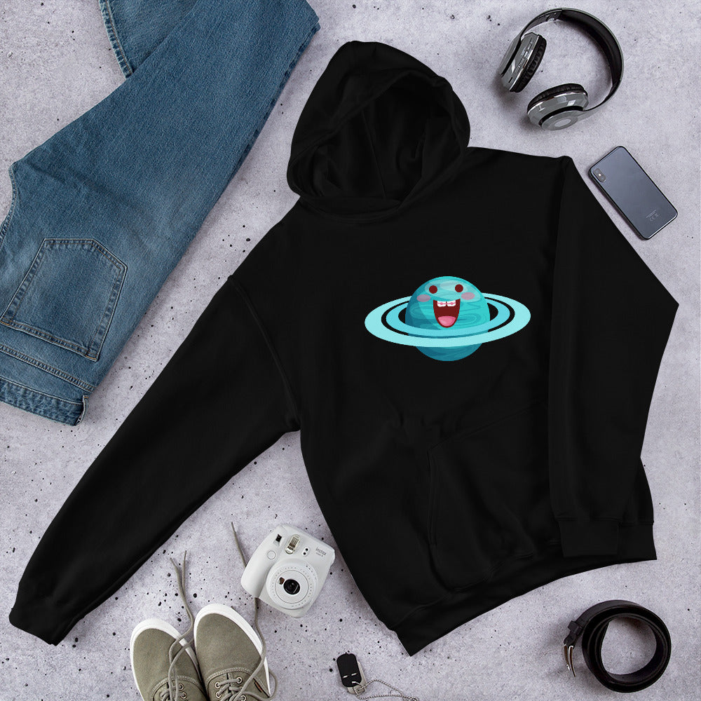 Uranus Cartoon Unisex Hooded Sweatshirt — Black