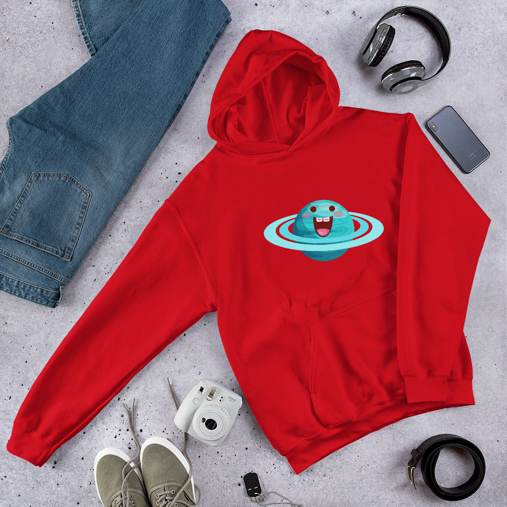 Uranus Cartoon Unisex Hooded Sweatshirt — Red
