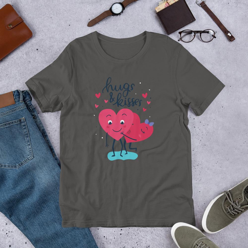 Hugs & Kisses Half Sleeve T-Shirt — Charcoal