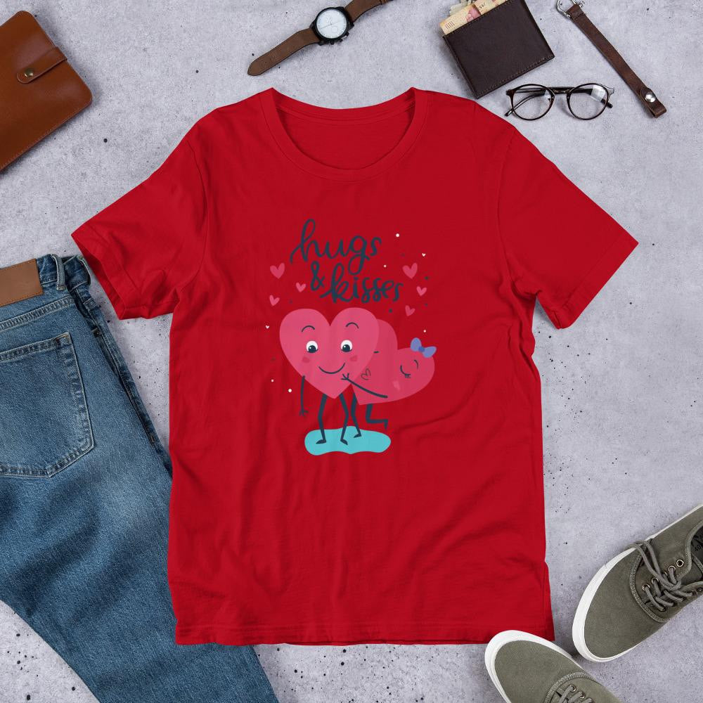 Hugs & Kisses Half Sleeve T-Shirt — Red
