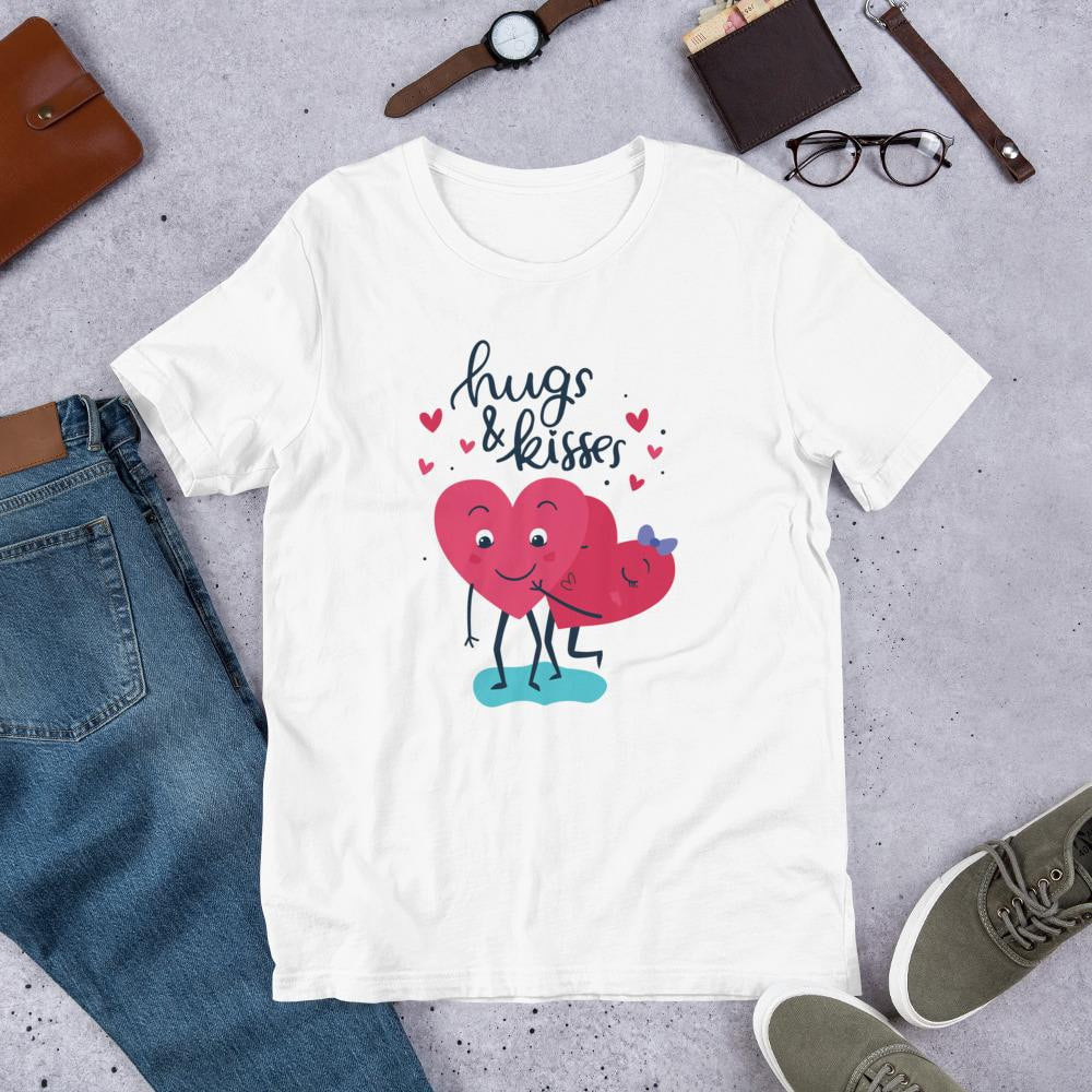Hugs & Kisses Half Sleeve T-Shirt — White