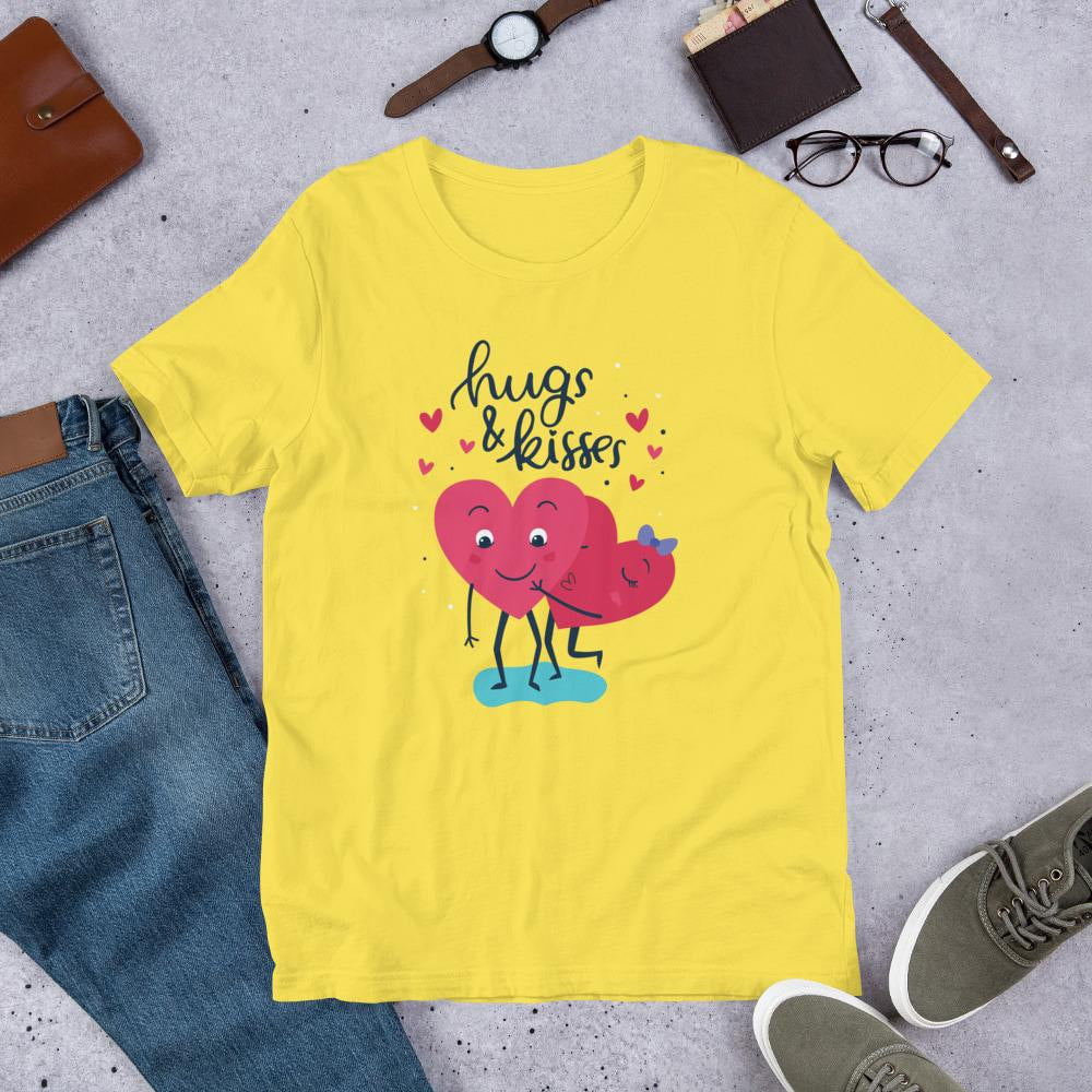 Hugs & Kisses Half Sleeve T-Shirt — Yellow
