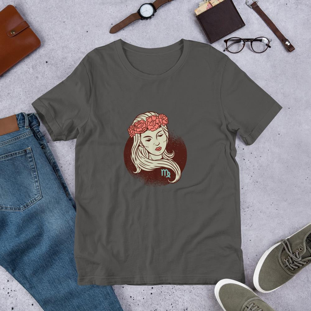 Virgo Zodiac Half Sleeve T-Shirt — Charcoal