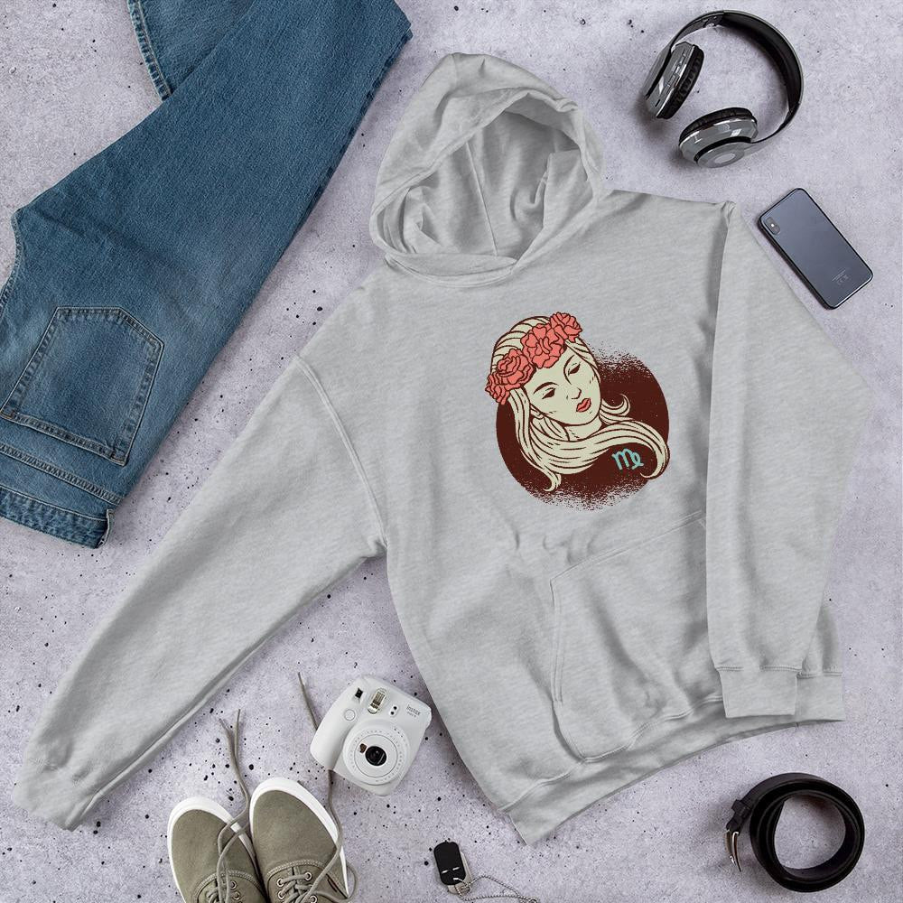 Virgo Zodiac Unisex Hooded Sweatshirt — Grey