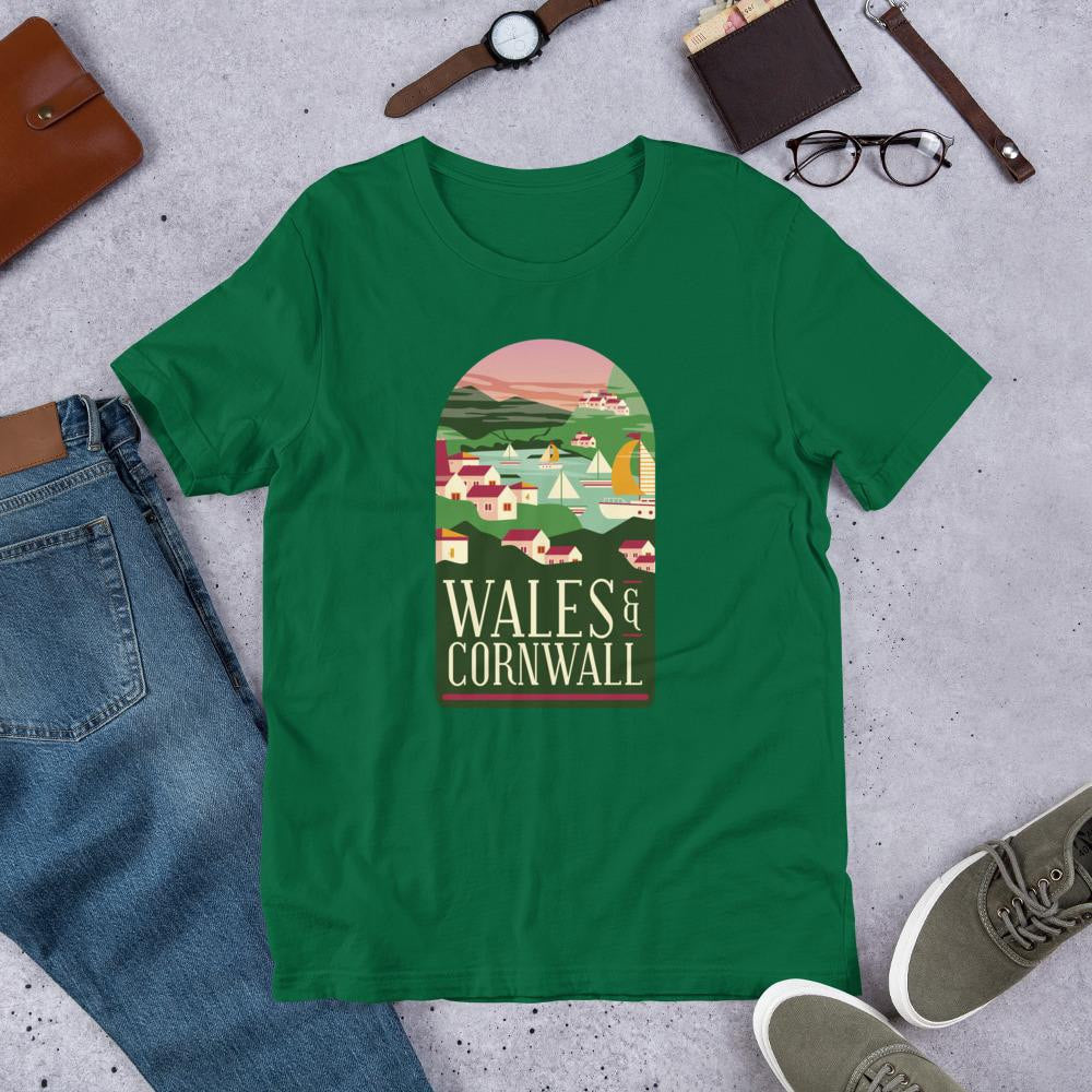 Wales & Cornwall Half Sleeve T-Shirt — Green
