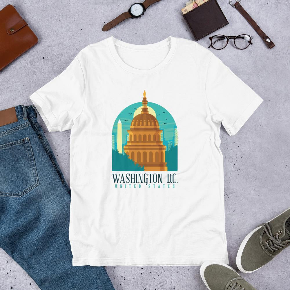 Washington D.C. Half Sleeve T-Shirt — White