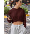 Plain Women's Crop Hoodie — Maroon