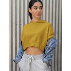 Plain Women's Crop Hoodie — Mustard