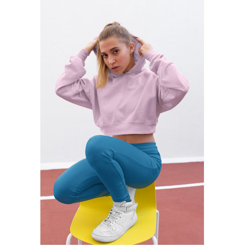 Plain Women's Crop Hoodie — Baby Pink