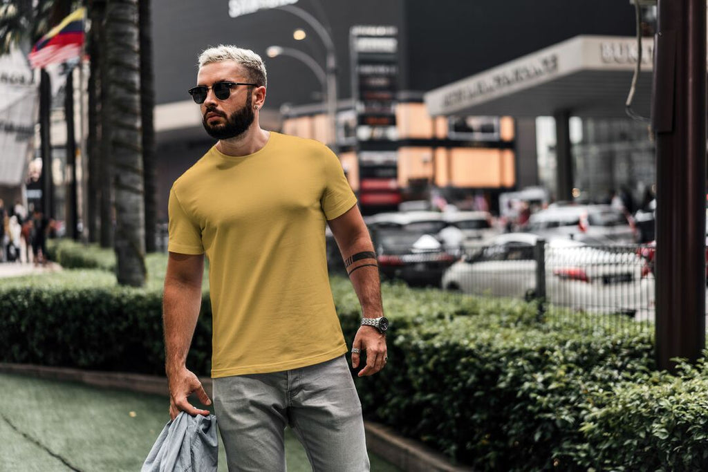 Men/Unisex Plain Half Sleeve T-Shirt — Yellow
