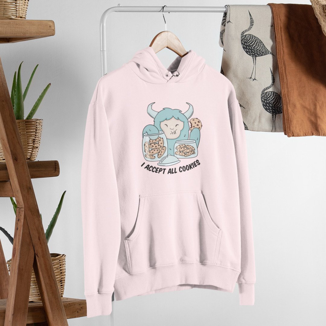 Yeti & Cookies Unisex Hooded Sweatshirt — Light Pink