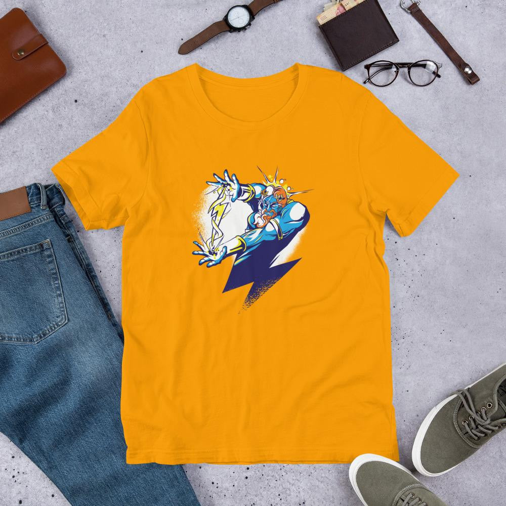 Zeus Cartoon Half Sleeve T-Shirt — Gold