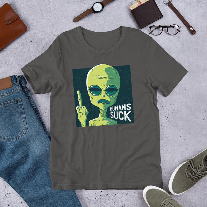 Humans Suck Alien Half Sleeve T-Shirt