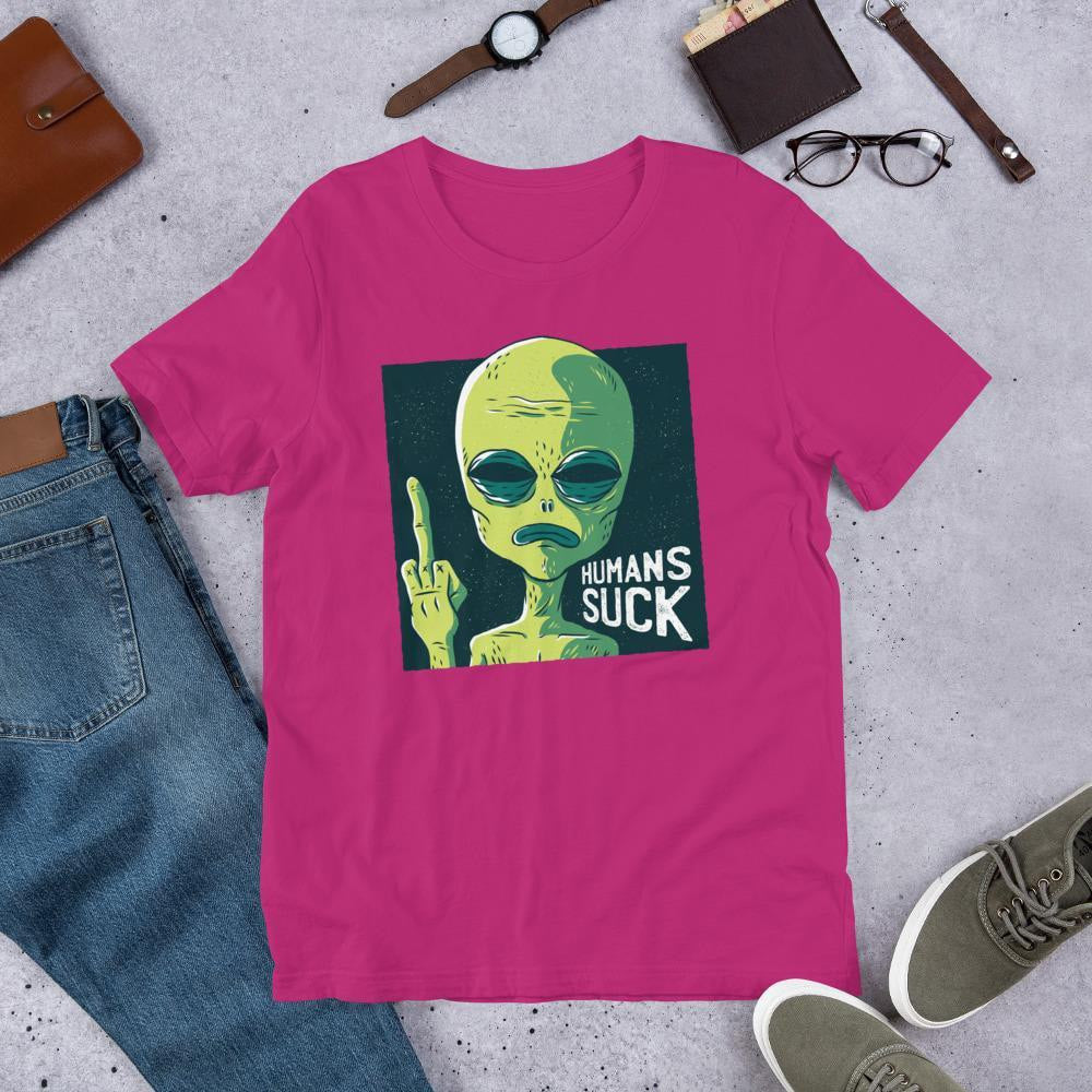 Humans Suck Alien Unisex Half Sleeve T-Shirt — detail view 4
