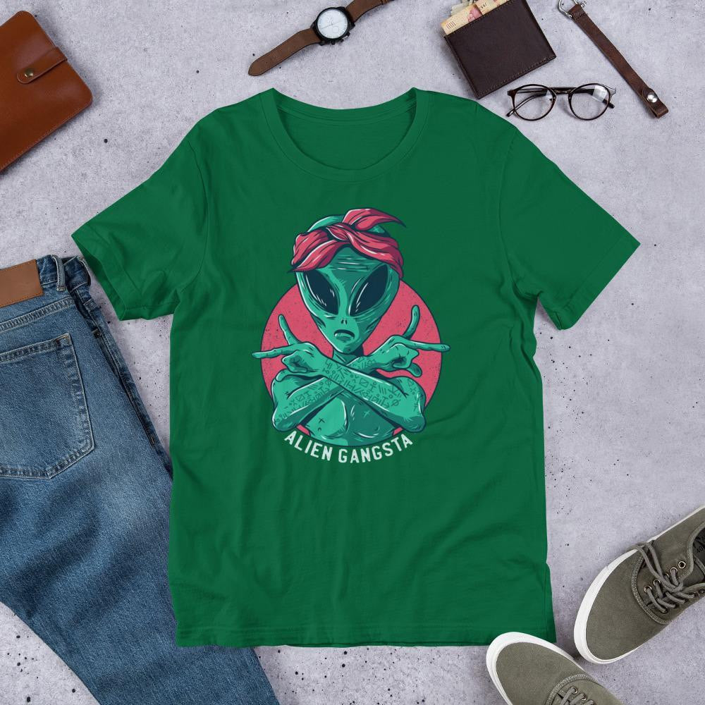 Alien Gangsta Unisex Half Sleeve T-Shirt — Green