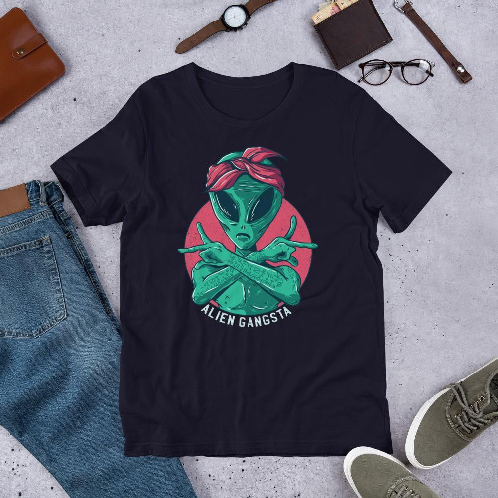 Alien Gangsta Unisex Half Sleeve T-Shirt — Navy