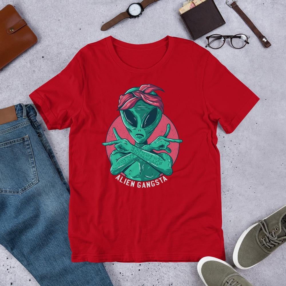 Alien Gangsta Unisex Half Sleeve T-Shirt — Red