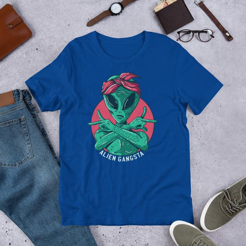 Alien Gangsta Unisex Half Sleeve T-Shirt — Blue