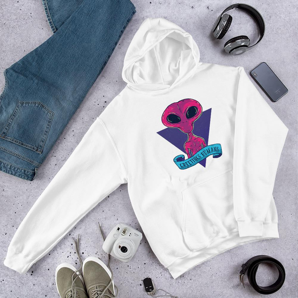 Greetings humans Unisex Hooded Sweatshirt — White