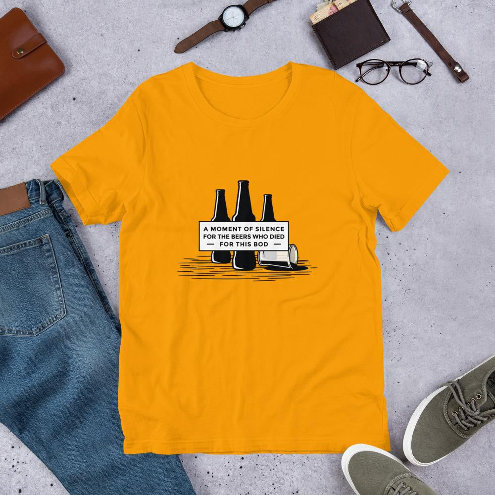 Beer Quote Half Sleeve T-Shirt — Gold
