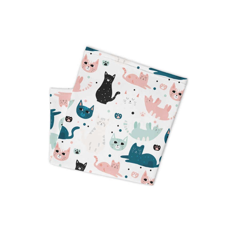 Cats & Paws Neck Gaiter #White