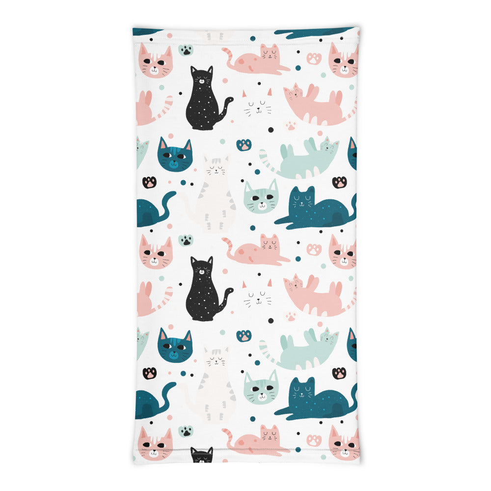 Cats & Paws Neck Gaiter #White
