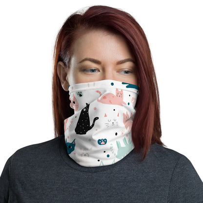 Cats & Paws Neck Gaiter #White