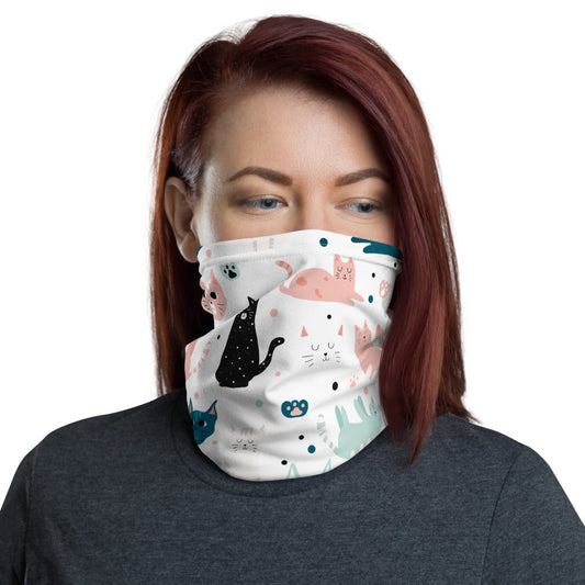 Cats & Paws Neck Gaiter #White