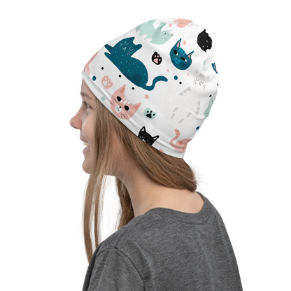 Cats & Paws Neck Gaiter #White