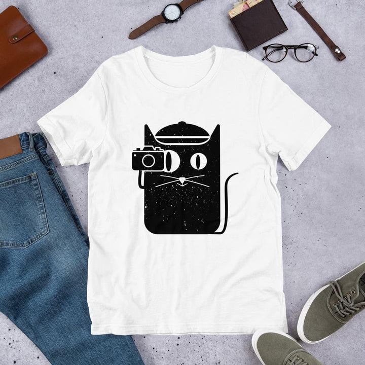 Cat and Camera Half Sleeve T-Shirt