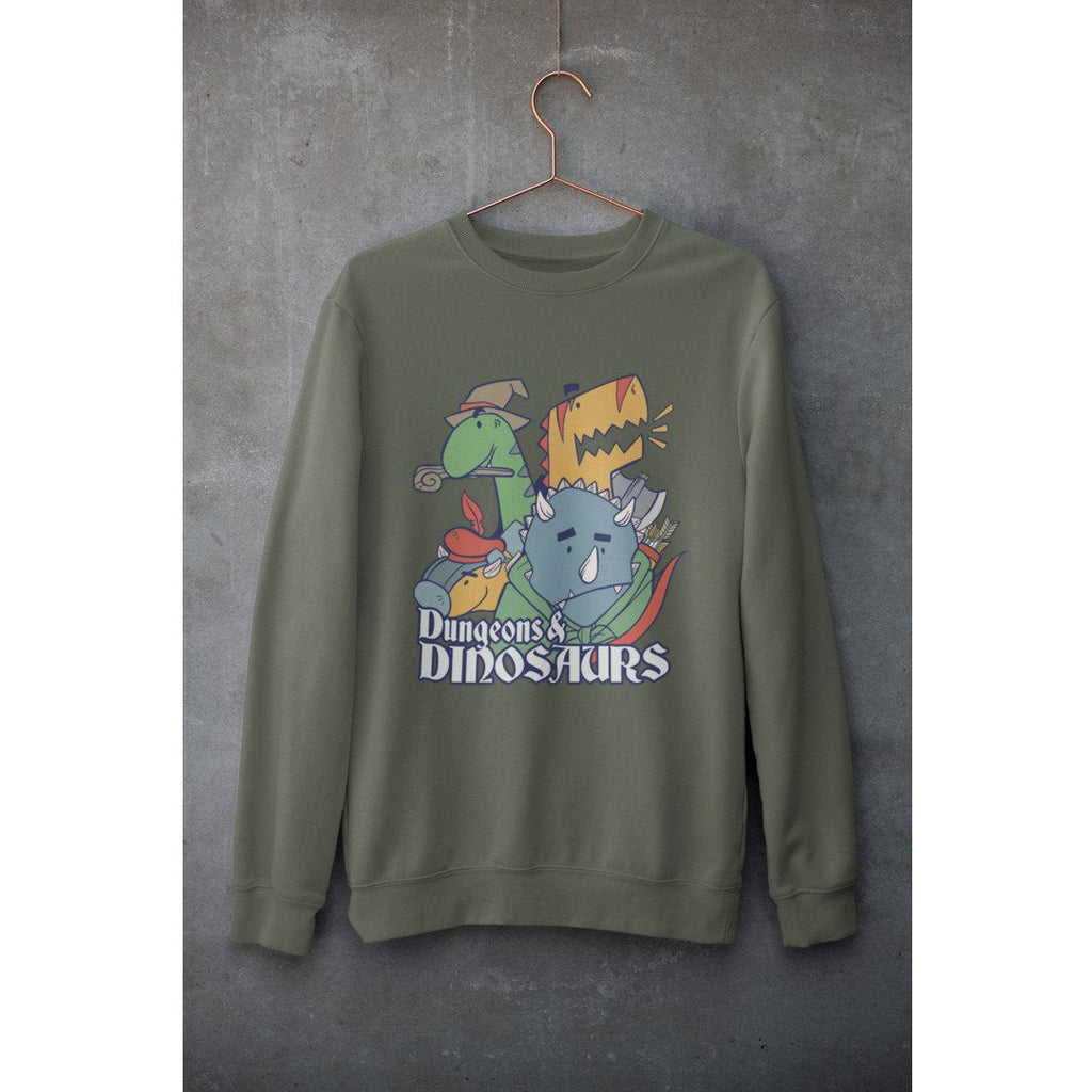 Dungeons & Dinosaurs Unisex Sweatshirt — Olive