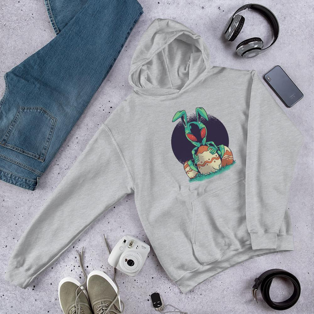 Easter Alien Unisex Hooded Sweatshirt — Grey
