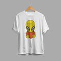 Alien With Heart Half-Sleeve T-Shirt — White